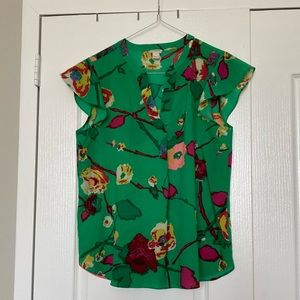 J.Crew Factory Green Floral Top